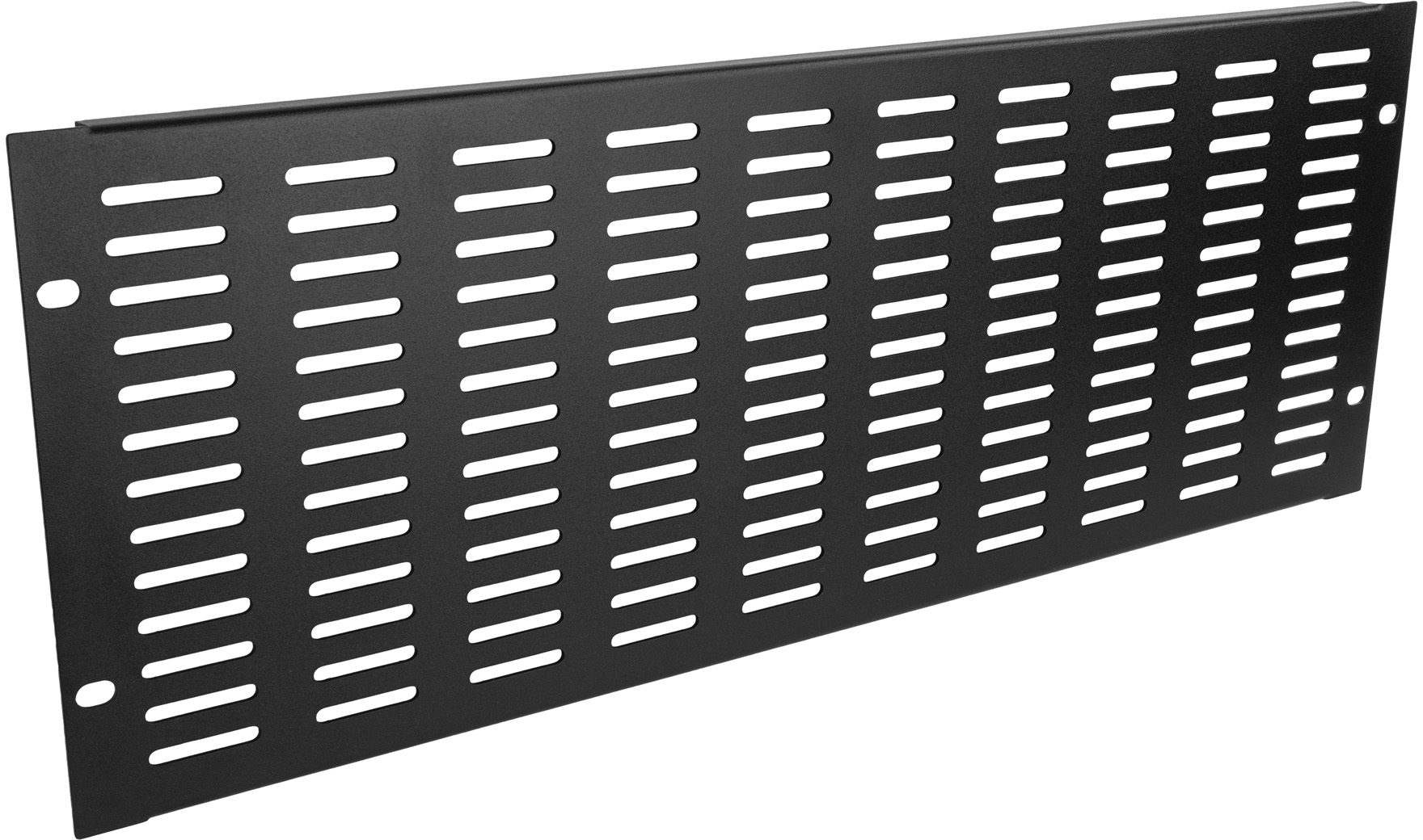 19" Ventilationspanel med kant og vandrette riller. Stål. 4 unit