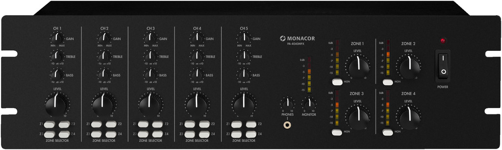 Monacor Pa 4040mpx Installations Mixer Med 4 Zoner