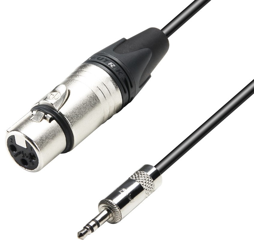 AH Mikrofon kabel med Neutrik 3pol XLR Hun - Minijack 3,5mm Stereo Han 1,5 meter