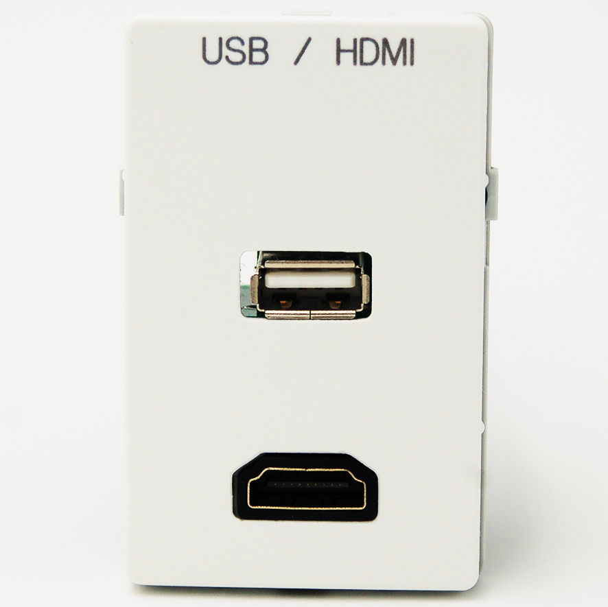FUGA Vægudtag 15KUA MK2 - USB og HDMI Kabeltilslutningâ Hvid