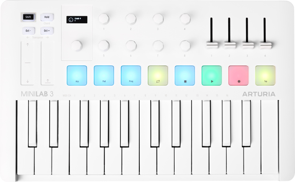 Køb Arturia MiniLab 3 MIDI Keyboard - Alpine White - Pris 779.00 kr.