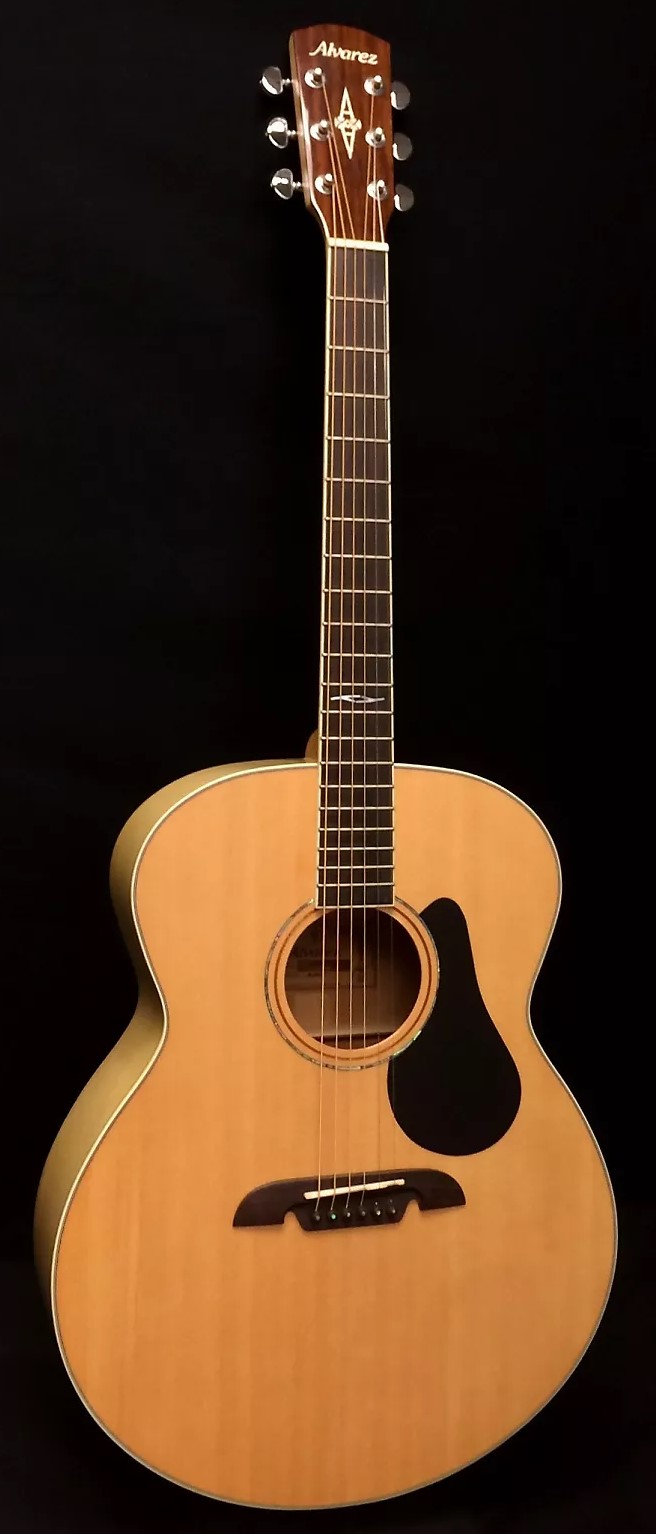 Køb Alvarez AJ80 Jumbo Western Guitar - Natural Gloss Finish - Pris 2395.00 kr.