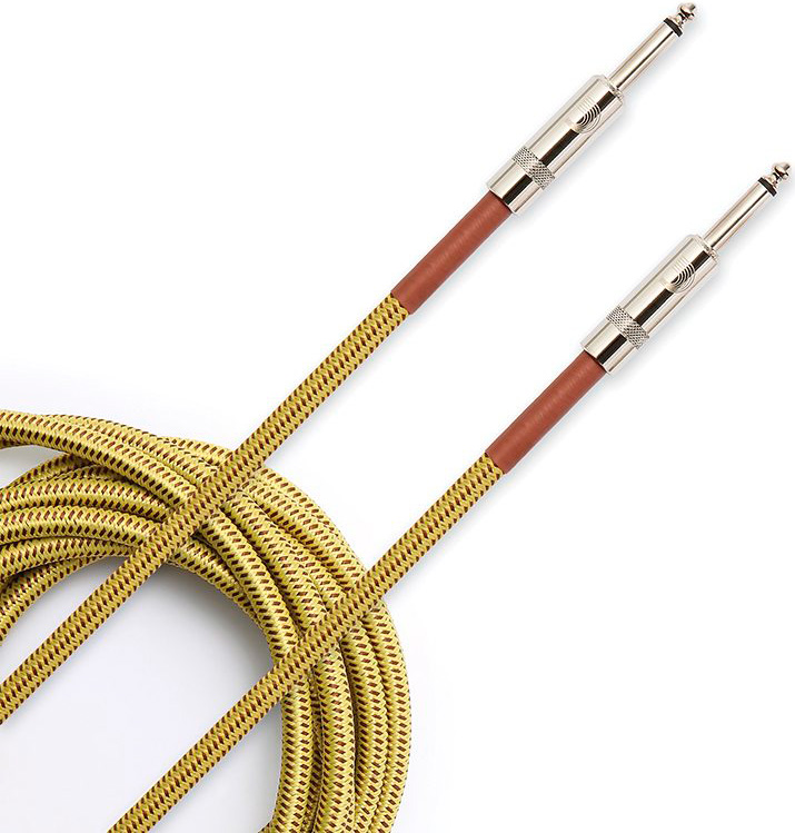 D'Addario Jack 6,3mm Han Mono instrument kabel - Braided Tweed 3 meter