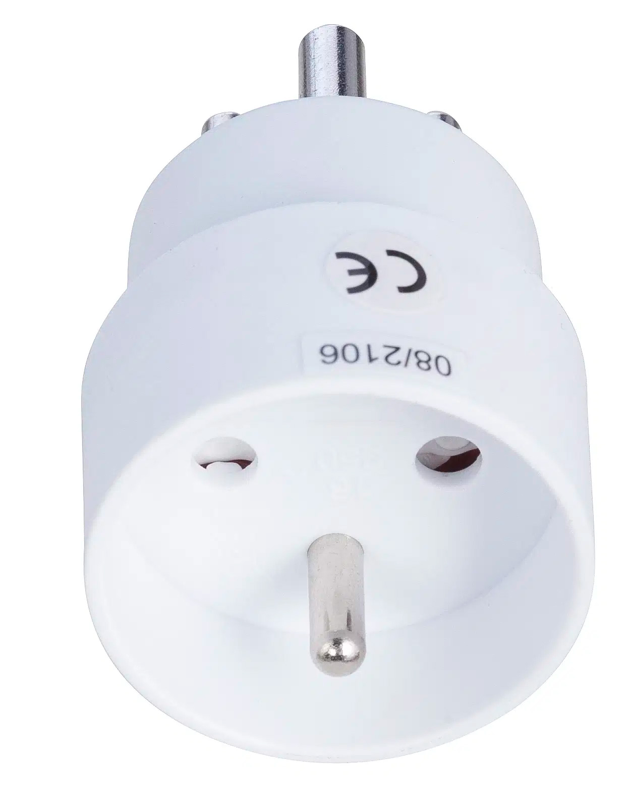 E-Line Hybrid adapter - DK med jord Han til Schuko med jord Hun - Hvid