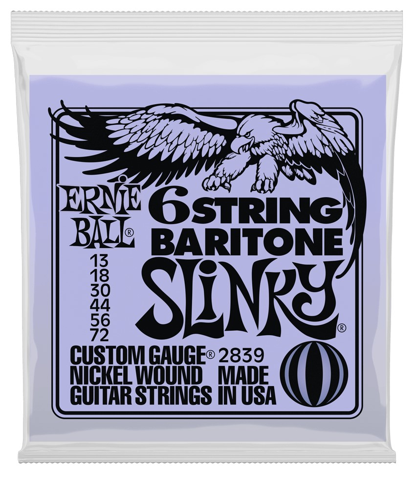 Køb Ernie Ball 2839 Baritone Slinky El-guitar strenge 013-072 - Pris 105.00 kr.