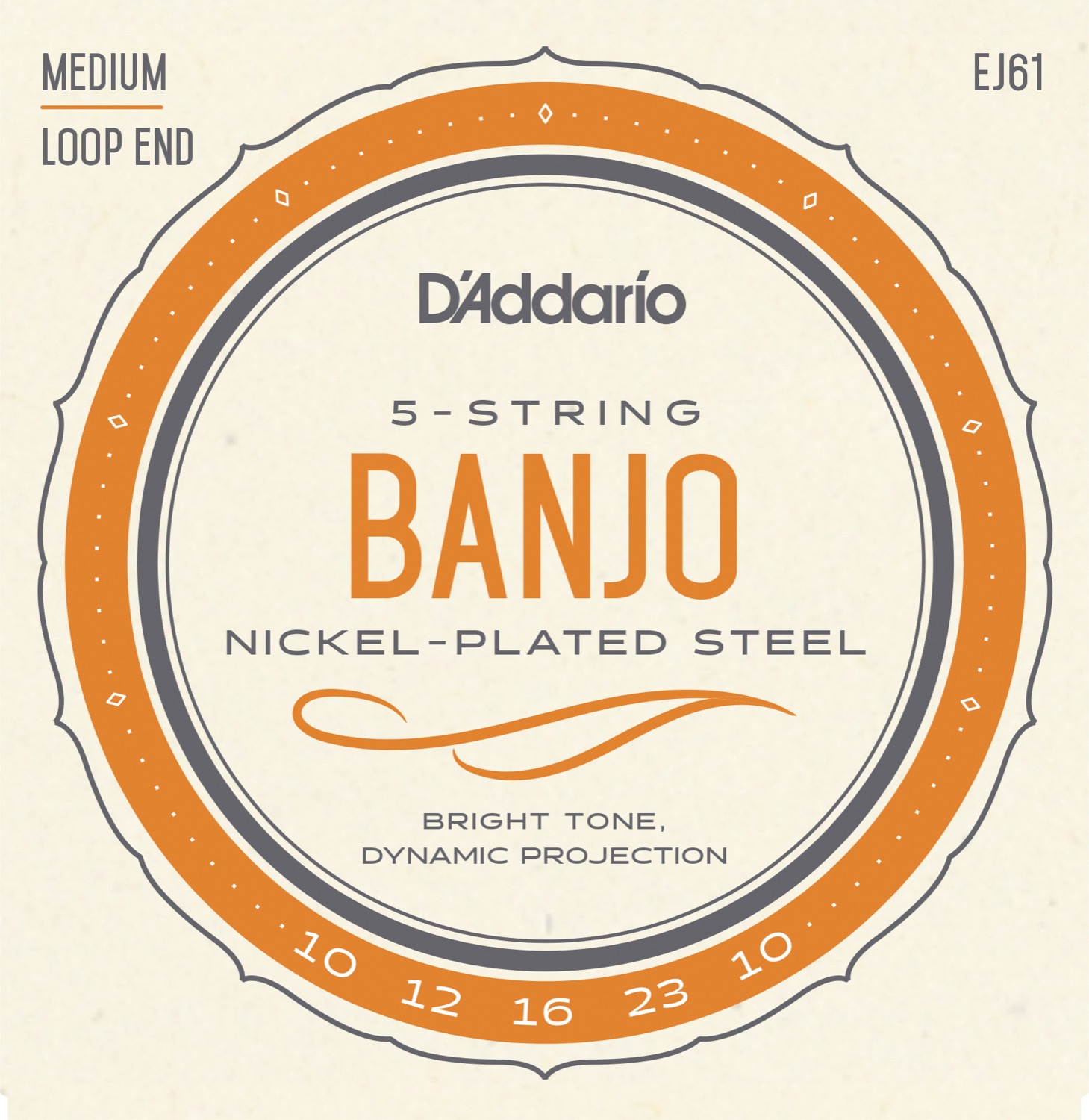 Køb D’Addario EJ61 Nickel Medium .010-.023 – Banjostrenge (5-strengs)