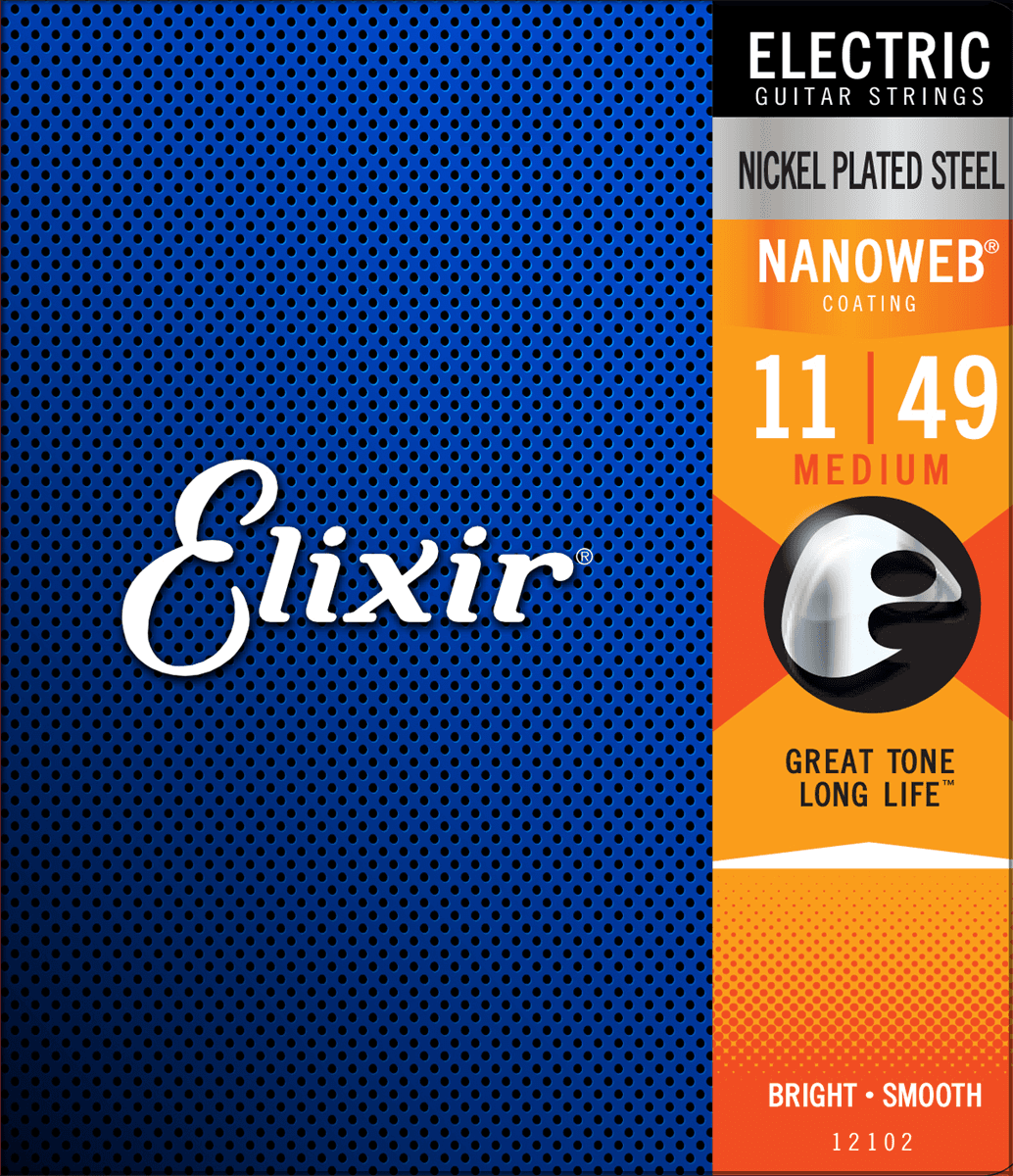 Køb Elixir Nanoweb - El-guitar strenge 011-049 Medium - Pris 119.00 kr.