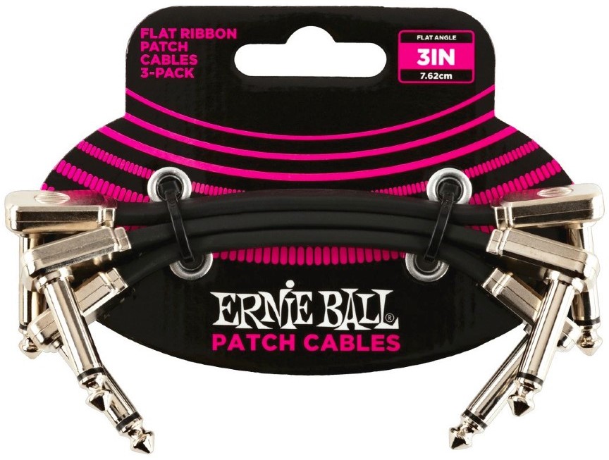 Køb Ernie Ball 6220 Flat Patch kabel 7,5cm, 3-pack - Pris 199.00 kr.