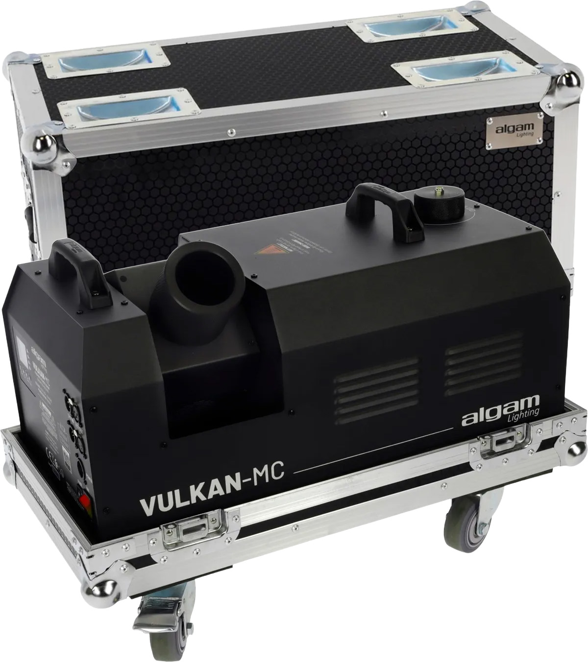 Algam Lighting Vulkan MC - Røgmaskine med Co2 effekt - 170 ° Roterende M. Flightcase - Bundle