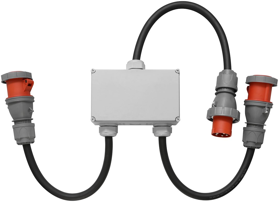 Fordelingsboks 63A Han - 2x63A Hun - 400V 3-faset