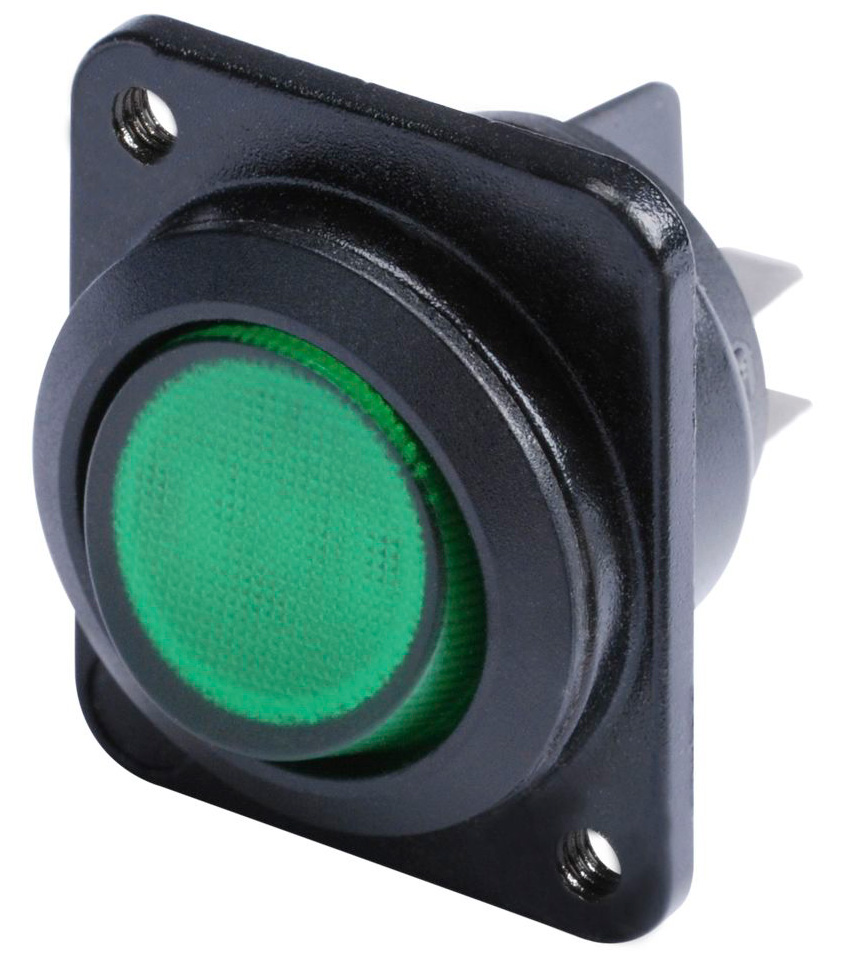 Hicon 2-pole on/off switch med grøn lys – D-Size