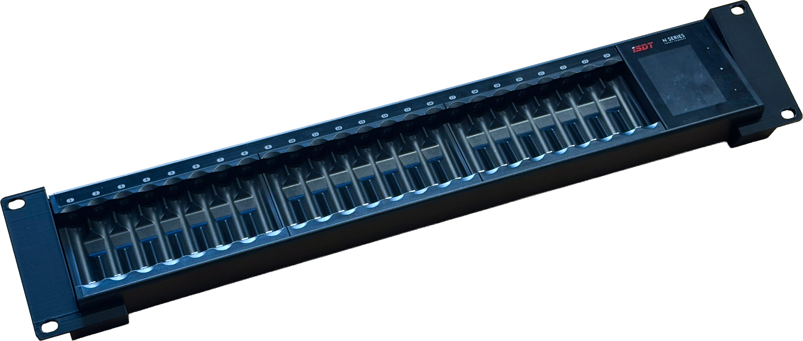 ISDT N24 Intelligent lader til 24 stk. AA / AAA Batterier - Med Rackbeslag