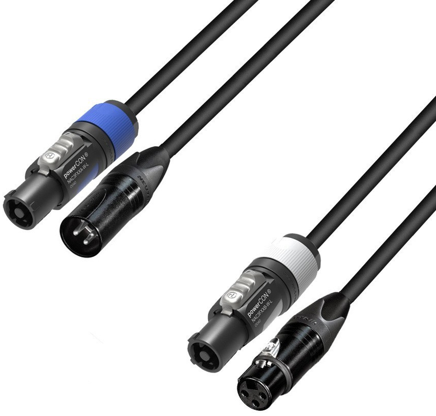 AH 5 STAR Hybrid Audio og strøm Kombi kabel med Neutrik 3pol XLR + Neutrik Powercon Link 1,5 meter