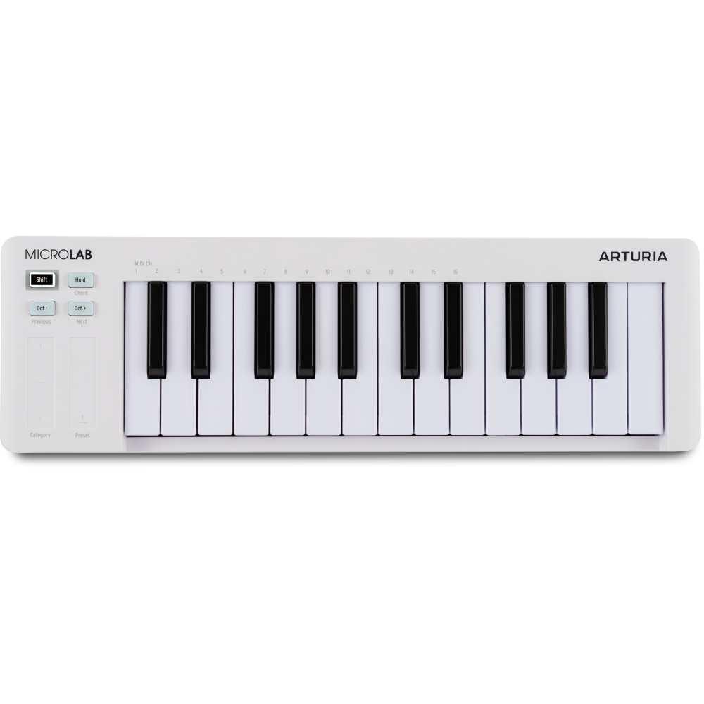 Køb Arturia MicroLab Mk3 MIDI Keyboard - Hvid - Pris 469.00 kr.