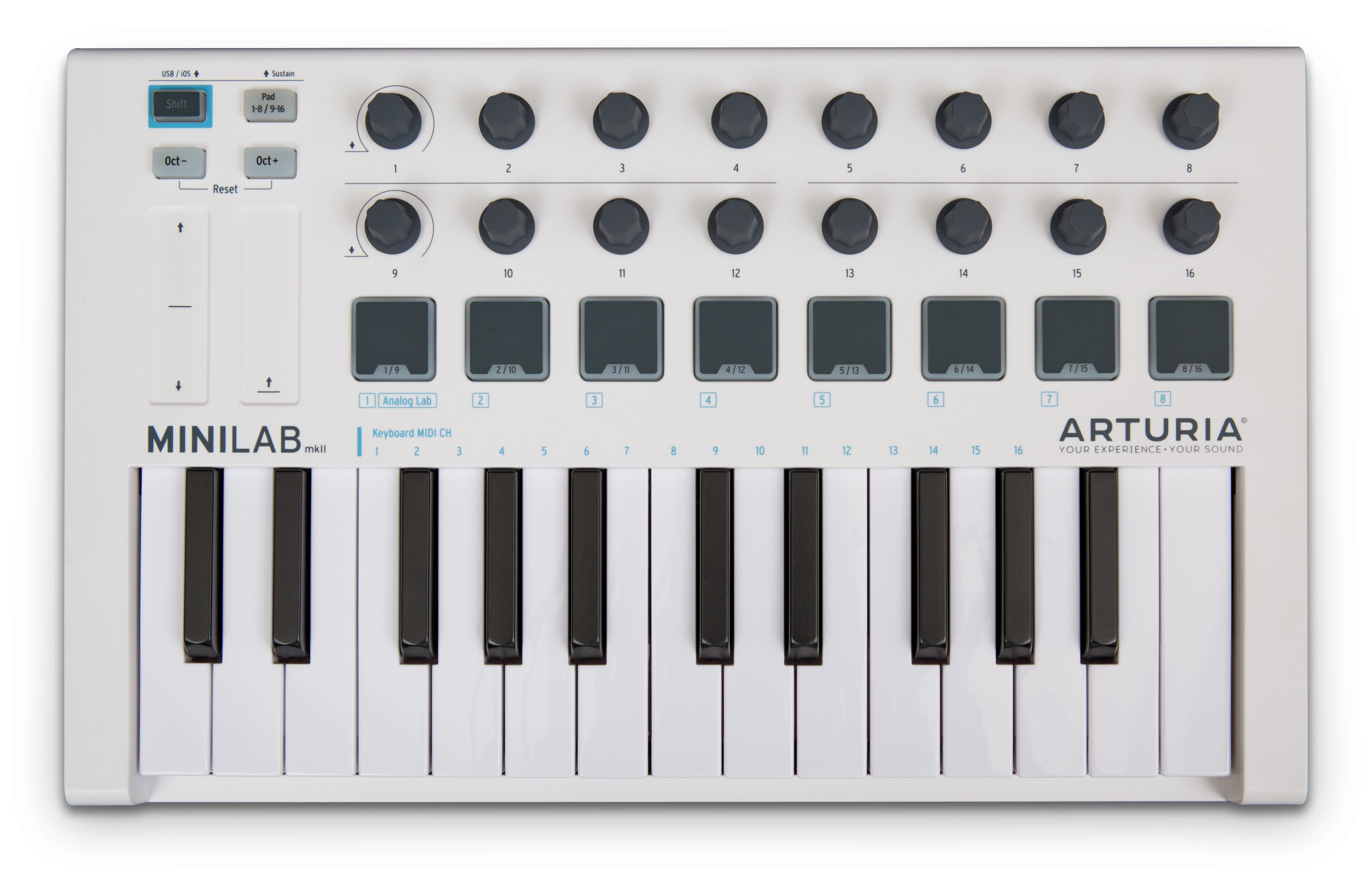 Køb Arturia Minilab MKII MIDI Keyboard - Hvid - Pris 669.00 kr.