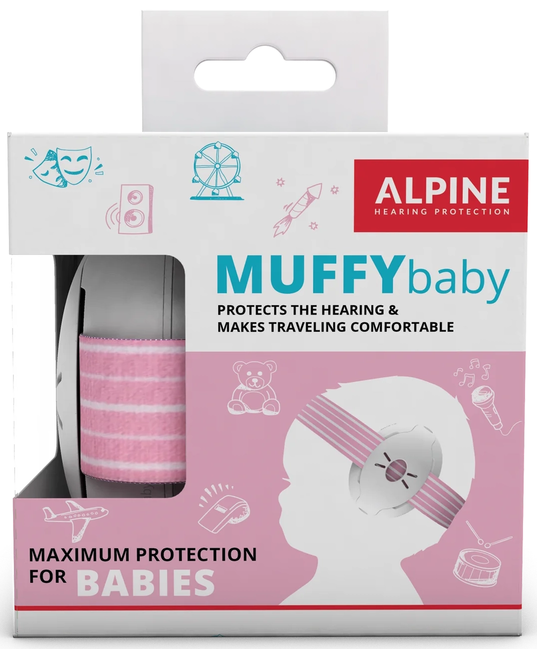 Billede af Alpine Muffy Baby - Høreværn til baby (1-3år) - Pink