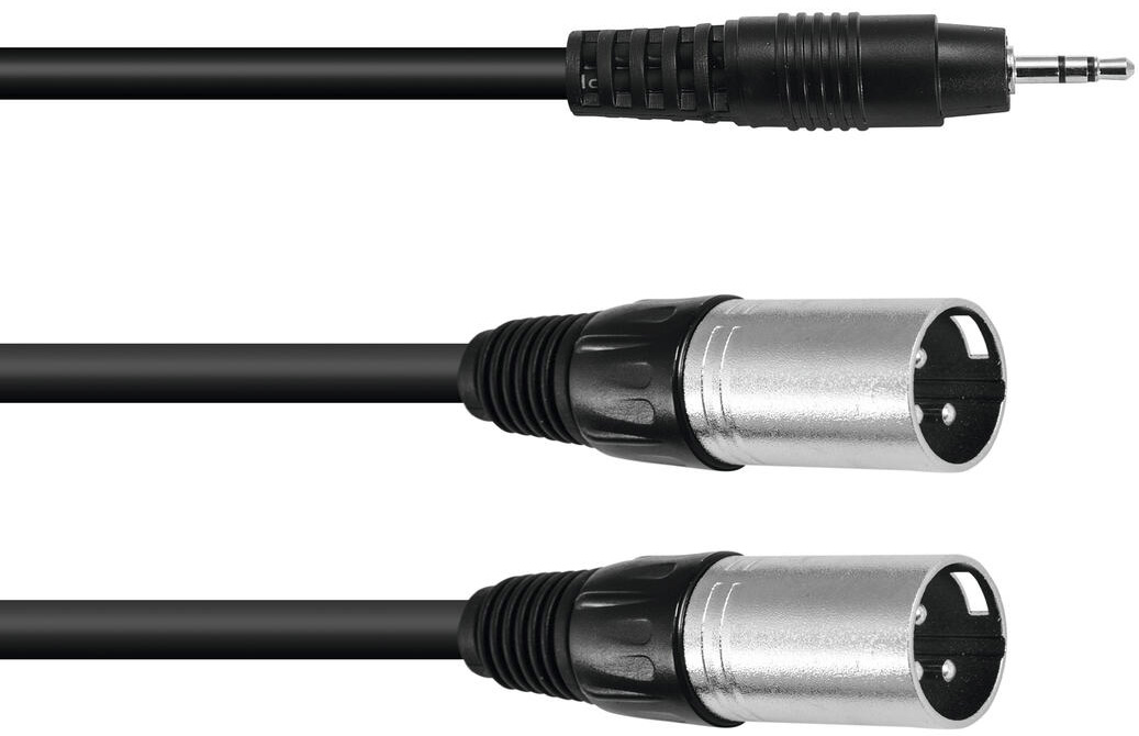 Omnitronic Minijack 3,5mm Stereo Han til 2x 3pol XLR Han 1,5 meter