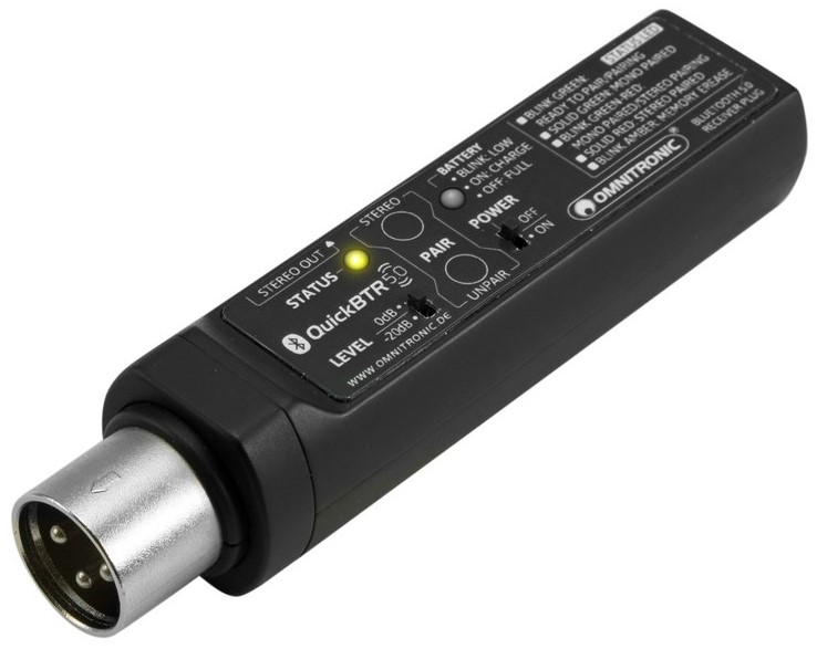Se Omnitronic QuickBTR-5.0 XLR Aptx Bluetooth 5.0 Modtager hos Music2you