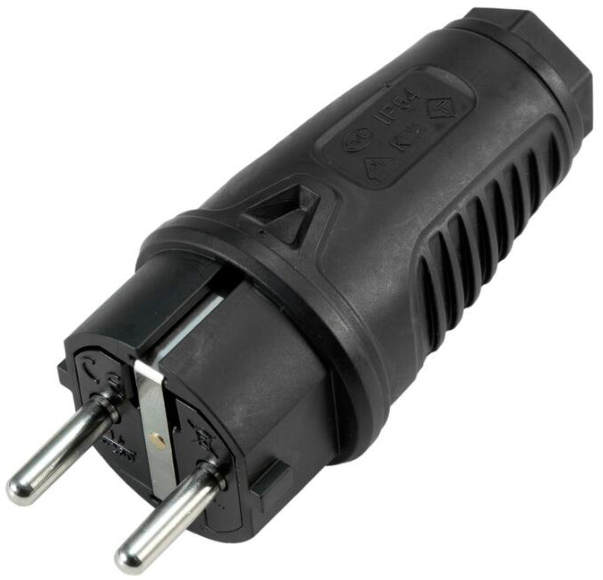 PCE Scuko gummi stikprop m. jord - Sort