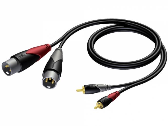 Procab CLA701 - 2xXLR Han til 2xPhono/RCA Han kabel 3 meter