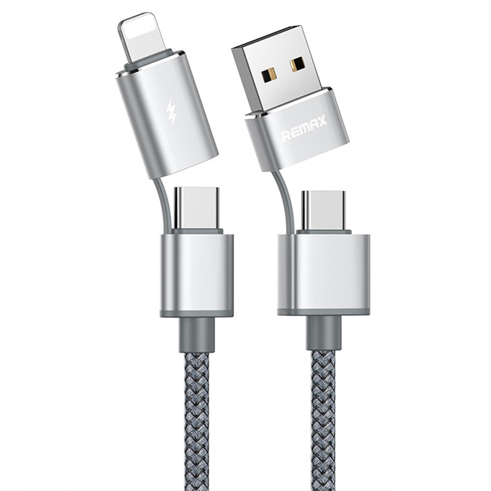 USB Multikabel - USB-C/USB-A - USB-C/Lightning - 1m - Sølv