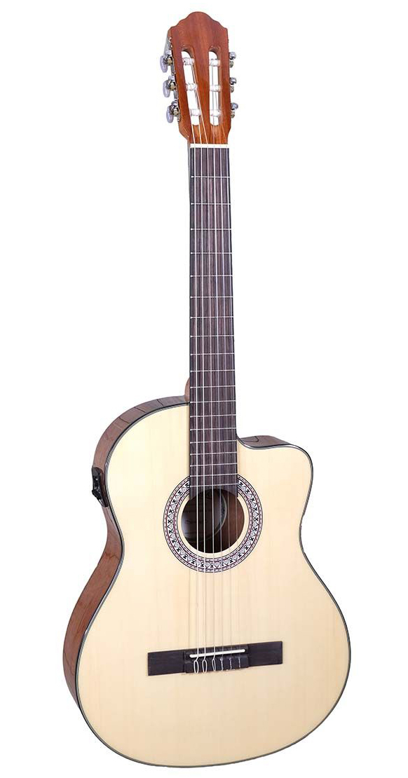Køb Santana B8 EQ CW v2 klassisk 4/4 guitar med pickup og tuner - Natur - Pris 1579.00 kr.