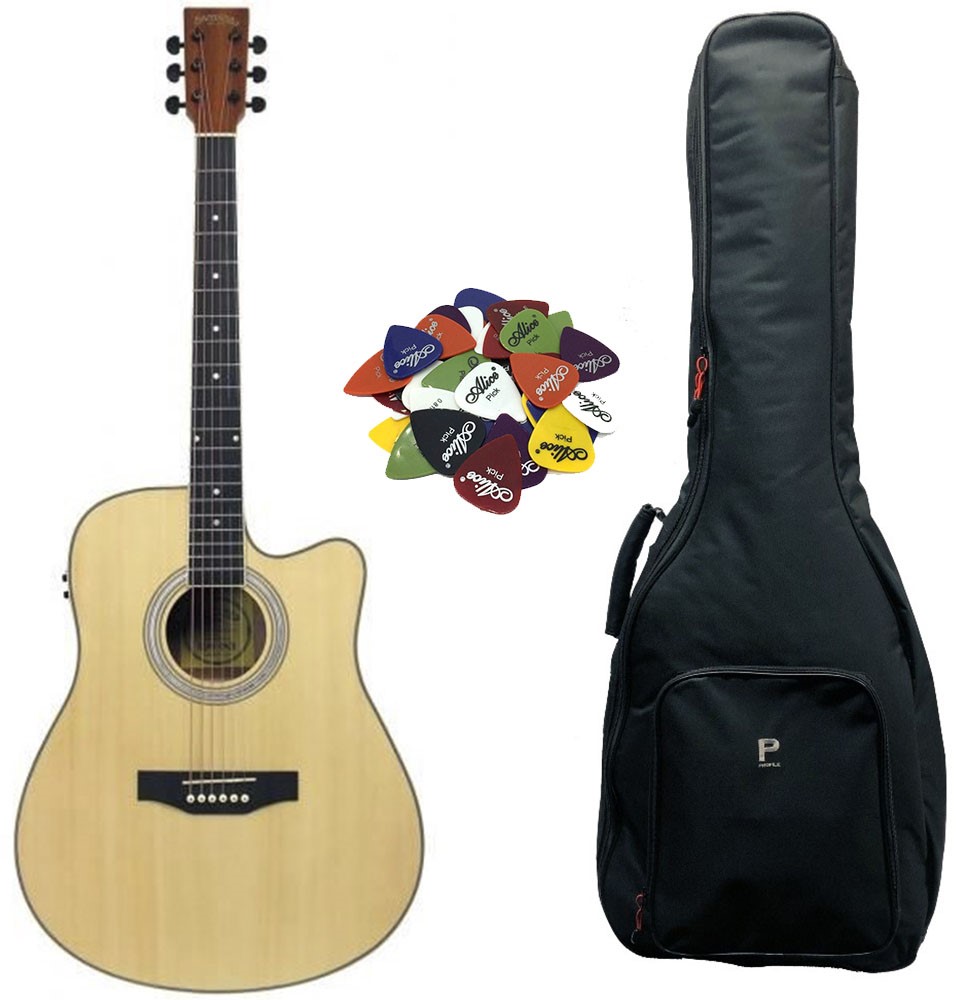 Køb Santana LA-90EQCW-v2 Western guitar pakke - Natur - Pris 1895.00 kr.