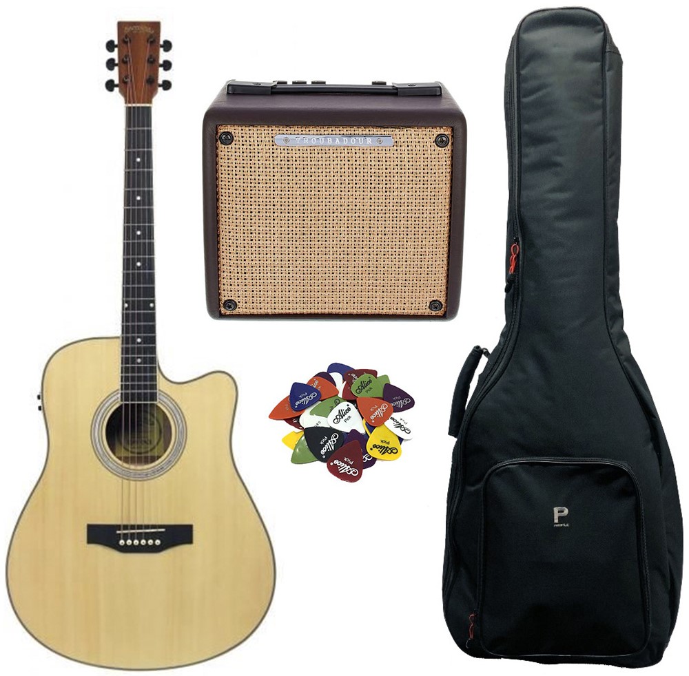 Køb Santana LA-90EQCW-v2 Western guitar pakke 2 - Natur - Pris 2695.00 kr.