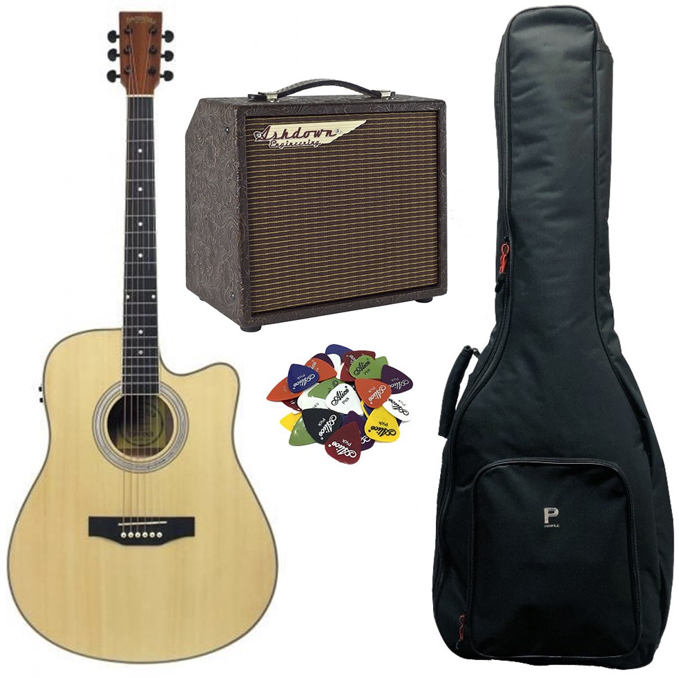 Køb Santana LA-90EQCW-v2 Western guitar pakke 3 - Natur - Pris 2995.00 kr.