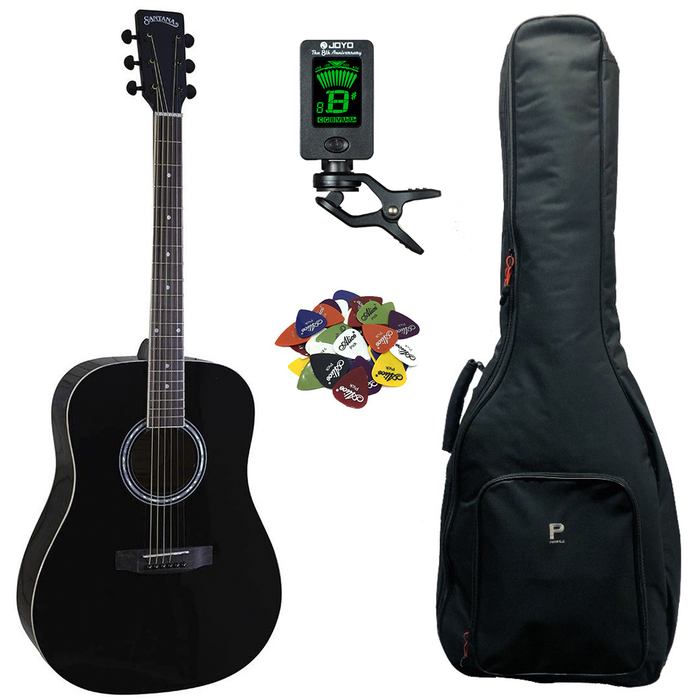 Køb Santana LA-90-V2 - Western guitar pakke - Sort - Pris 1695.00 kr.