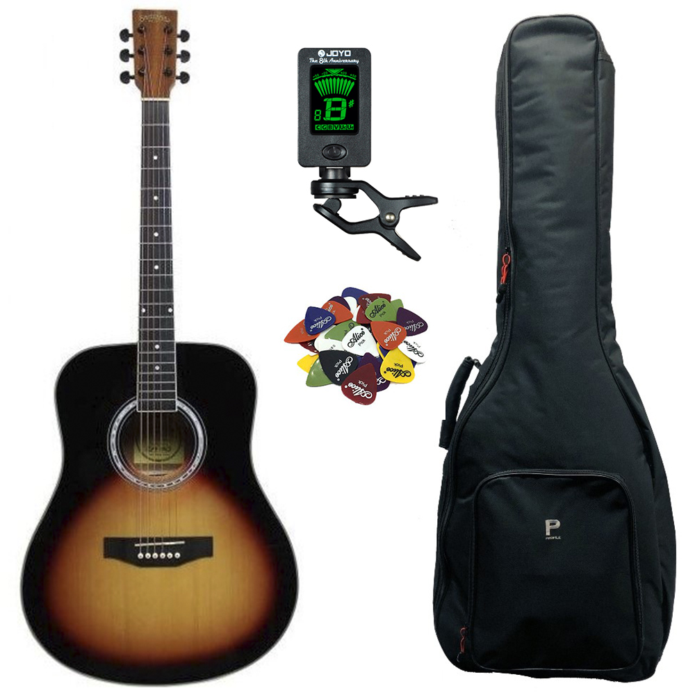 Køb Santana LA-90-V2 - Western guitar pakke  - Sunburst - Pris 1695.00 kr.