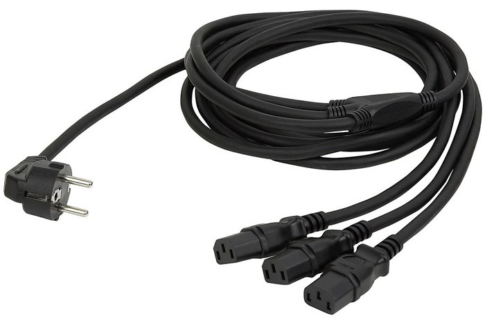 Schuko stikprop -3xIEC/Apparat Hun kabel - 3 m