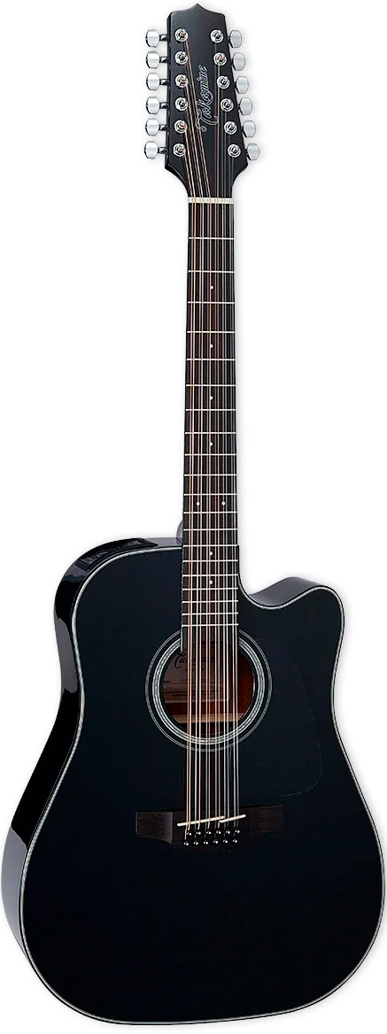 Takamine GD30CE-12-BLK 12-Strenget Western guitar med pickup og cutaway - Sort