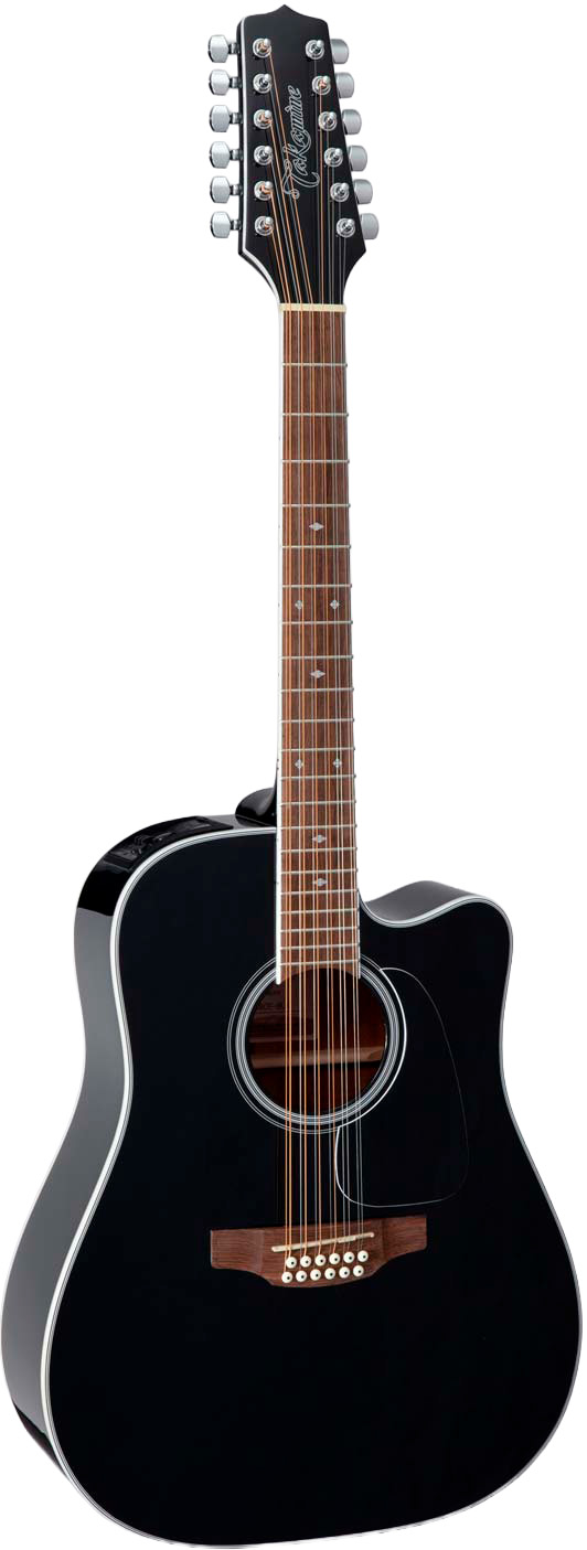 Takamine GD38CE-BLK 12-Strenget Western guitar med pickup og cutaway - Sort