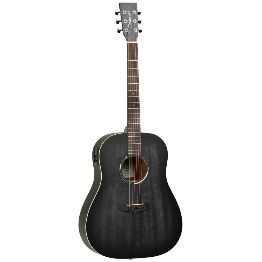 Tanglewood TWBBSDE Blackbird Dreadnought Western guitar med pickup og cutaway - Black Satin