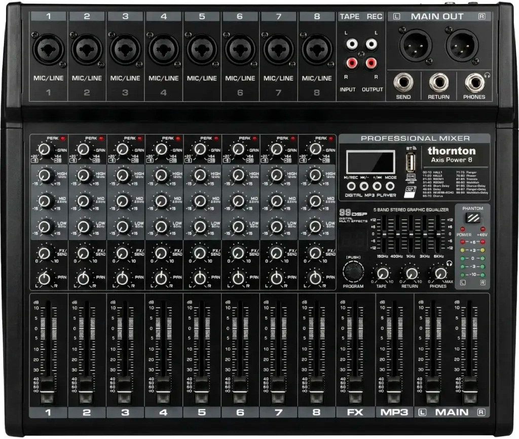 Thornton Axis Power 8 Powermixer med bluetooth