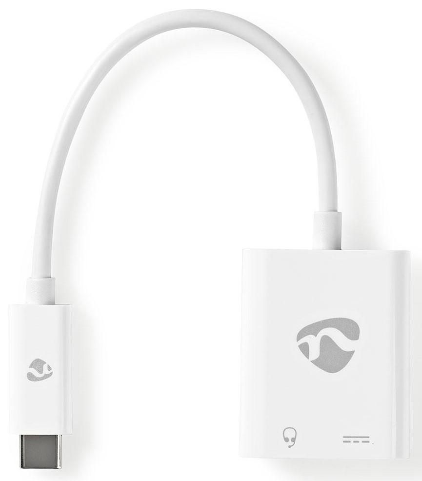 USB-C til Minijack + USB-C Adapter kabel - Hvid