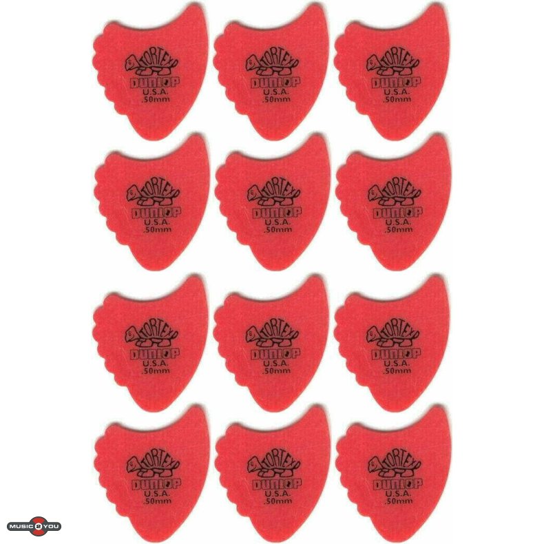Dunlop Tortex Fin Plektre 0,50 mm - 12 stk. pakke