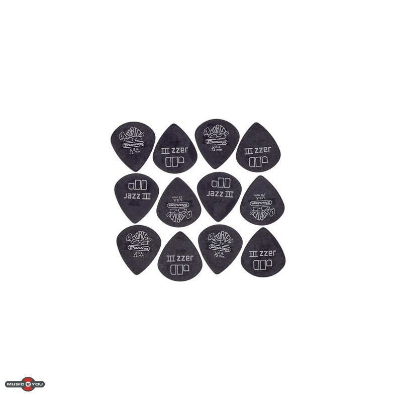 Dunlop 498P1.35 Tortex Jazz III plektre - 12 stk. pakke