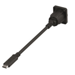 Neutrik NAUSBC-5G-FL25 USB-C Hun D-Size Chassis stik til Han kabelstik med 25cm kabel - Sort