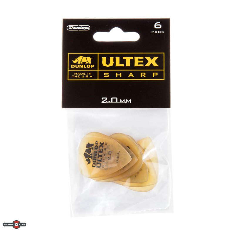 Dunlop Ultex Sharp Plektre 2,0 mm - 6 stk. pakke