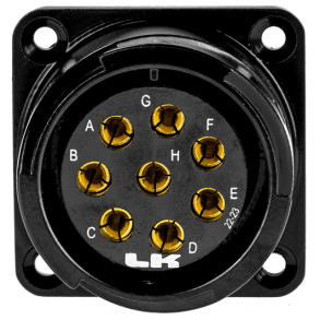 LK 8-polet Chassis-stik Hun med metal l�sering - Sort