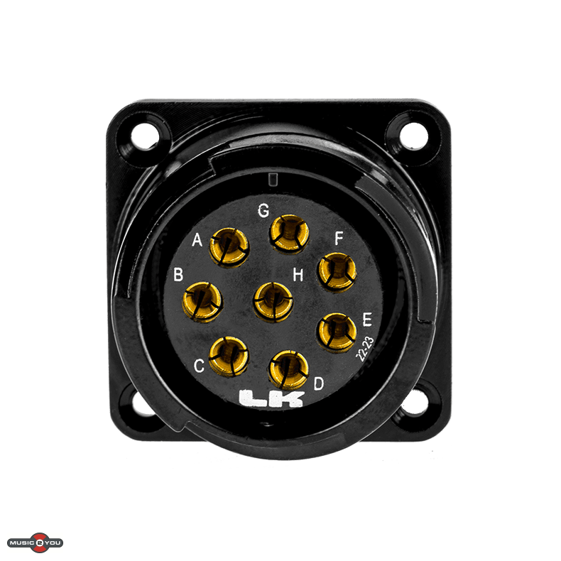 LK 8-polet Chassis-stik Hun med metal l�sering - Sort