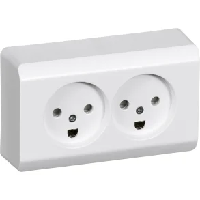 LK Opus 66 Dobbelt udvendig stikkontakt 2pol med jord -  hvid