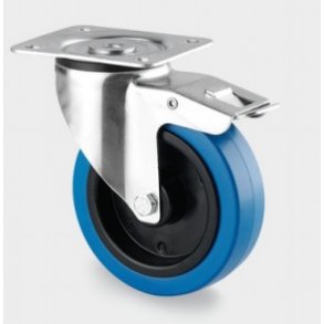 Tente Drejeligt Hjul m/bremse 100mm Bl - 3377UFR100P62