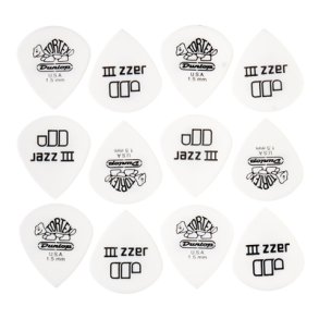 Dunlop 498P1.5 Tortex Jazz III plektre - 12 stk. pakke