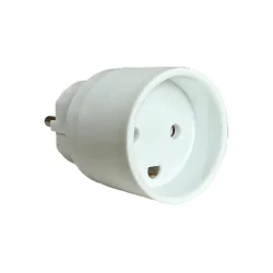 E-Line Hybrid adapter - Schuko med jord Han til DK med jord Hun - Hvid