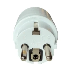 E-Line Hybrid adapter - Schuko med jord Han til DK med jord Hun - Hvid