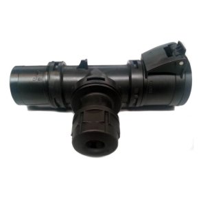 PCE CEE 3P T-Connector Han til 1x Hun + 1x PG - 16A