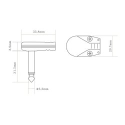 AH Jack Flad/Vinkel 6.3 mm Mono - Slv/Sort
